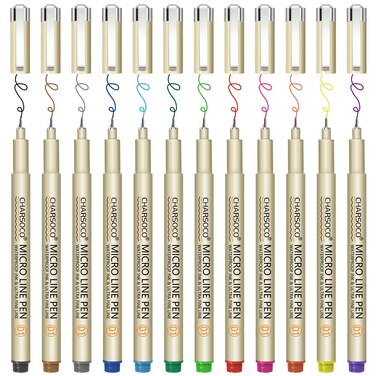 CHARSOCO 01 Micro Pen, Fine Point Pen with 12 Colors, Waterproof Archival Ink, 0.25mm Fineliner Ink Pens for Artist Illustration, Sketching, Anime, Manga, Technical Drawing and Scrapbooking