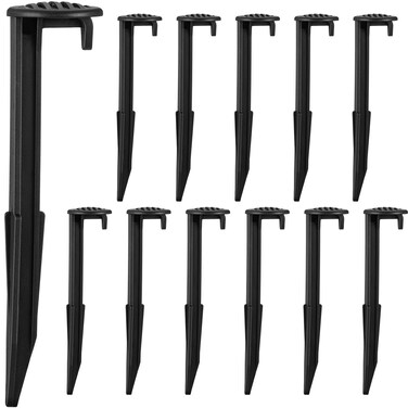 Yookeer 18 Pieces Inflatable Yard Stakes Plastic Inflatable Tent Stakes 5.7'' Heavy Duty Christmas Inflatable Decoration Ground Stake for Inflatable Replacement Yard Ground Lawn Black Gardening Peg