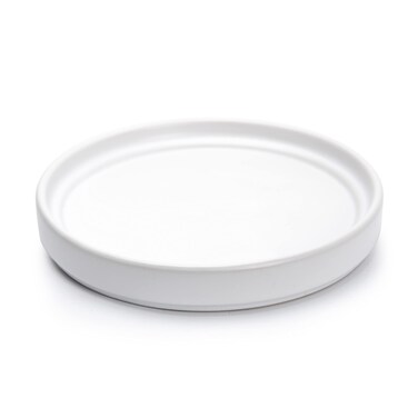 D'vine Dev Modern Round 6 Inch Ceramic Plant Pot Saucer, Planter Pot Drainage Tray for Indoor Plants, Matte White, 97-T-A-2