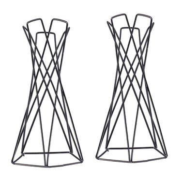 2pcs Large Indoor Plants Metal Air Plant Container Black Air Plant Holder Astetic Room Decor Air Plant Display Holder Wall Shelf Brackets Vases for Flowers Big Desktop Hanger Rack