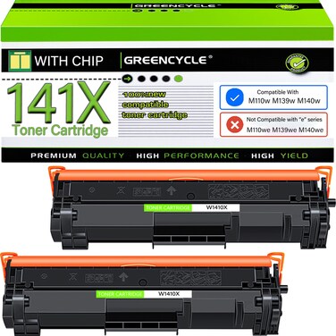 greencycle W1410X W1410A 141A Compatible Replacement for Hp 141X Black Toner Cartridge Laserjet Pro M110w MFP M140w M139w(2Pk,with chip)