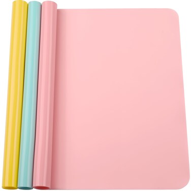 Actvty Silicone Mats for Crafts, 15.7"x 11.8" Silicone Mat for Resin, 3 Packs Silicone Craft Mat, Silicone Sheets for Crafts, Silicone Placemat (Pink, Blue, Yellow)