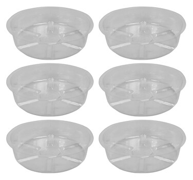 Set of 6 6" Vinyl Plant Saucers - Plant Trays/Water Catchers - Solves Overwatering - 6" Dia (6, 6 Inches)
