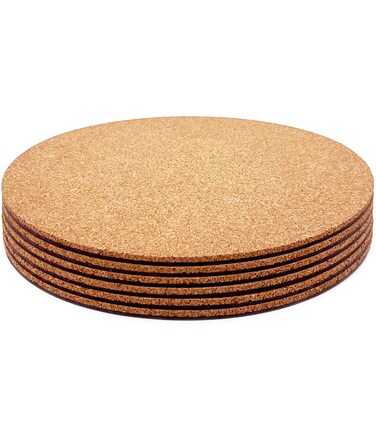 KITLAB Cork Plant Coasters, Double Layers 8 Inch Cork Planter Coaster, Absorbent Cork Plant Mats, Cork Plant Coasters for House Plants, 6 Pcs