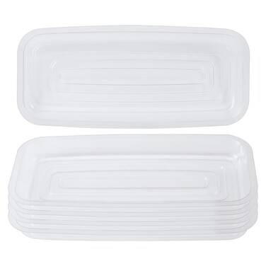 Idyllize Rectangular 5 Pieces of 9 by 4 Inch Clear Thick Plastic Heavy Duty Sturdy Plant Saucer Drip Trays for pots, Window Sills and Window Shelf (9"x4")