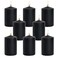 Unscented Black Pillar Candles, Small 2x3 Inch Dripless Tapered Column Halloween Solid Colored Candles for Home Party Holiday, 24 Hour Burn Time, Set of 8
