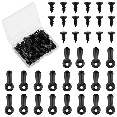 Molain Frame Picture Turn Button Fasteners Set, Picture Frame Hardware Backing Clips Black Hardware Backing Clips wif Screws for Hanging Drawing Picture Art Photo(100)