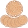 Flower Boho Placemats Set of 6, Round Placemats for Dining Table Set of 6, Water Hyacinth Wicker Placemats, Straw Placemats, Round Woven Placemats Set of 6, Natural Placemats 13.4 in