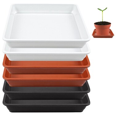 LNQ LUNIQI 6Pcs 7 Inches Square Plastic Plant Saucer Flower Pot Tray Plant Saucer Tray for Garden Potted Water Drips and Soil&iuml;&frac14;&circ;3 Colors&iuml;&frac14;&permil;