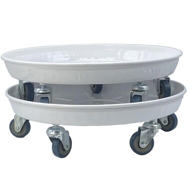 SKAFORZ Planter Caddy with Wheels Extra Large Heavy Duty Metal Plant Stand with Wheels Plant Dolly for Garden Plant Pot Flowerpot Tray for Indoor Outdoor 16 Inches White 2Pcs