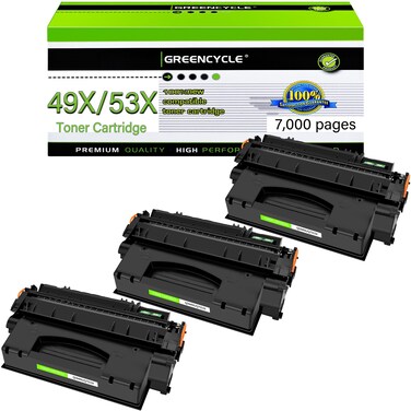 greencycle 3PK Compatible Toner Cartridge Replacement for HP 49X Q5949X 53X Q7553X use in 1320 1320n 1320nw 3390 3392 M2727nf P2015dn P2015 P2014 P2010 Series Printer (Black, 7000 Pages)