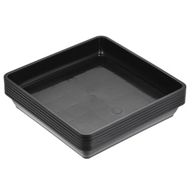 MECCANIXITY Plant Pot Saucer 6 Inch Plastic Square Flower Drip Tray for Indoor Outdoor, Black Pack of 6