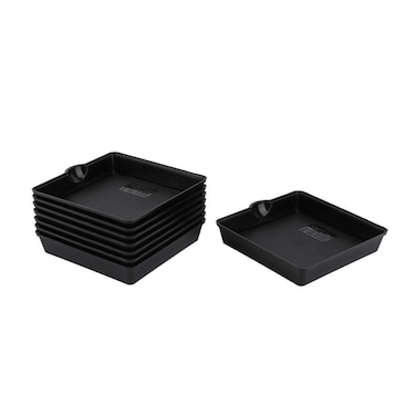 BangQiao 8 Pack 4.00 Inch Plastic Square Planter Pot Saucer Drip Tray for Indoor and Outdoor Plants, Black