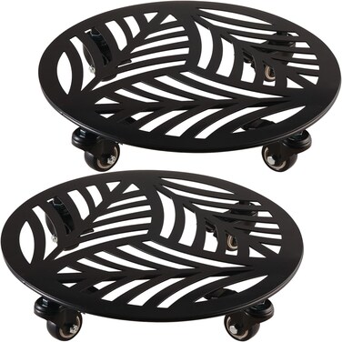 2 Packs Metal Plant Caddy with Wheels 13&acirc;&euro; Heavy-duty Wrought Iron Rolling Plant Stands with Casters Indoor and Outdoor Plant Pot Roller Base Plant Saucer Movers Black, Strong Load Capacity