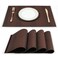 fanquare Faux Leather Placemats, 4-Piece Table Mats, Double-Sided Place Mats for Office Conference Table, Dining Home Decor, Brown