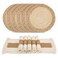 Zology Handmade Boho Placemats Set of 6 - Natural Cotton Burlap and Water Straw Woven Combination Table Mats, Macrame D&Atilde;&copy;cor and Farmhouse Style Placemats, for Dining Table Kitchen