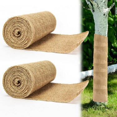 2 Rolls Burlap Roll - Burlap Tree Wraps To Protect Bark 7.8" X 118" Sackcloth Fabric Wrap Burlap Plant Covers Freeze Protection Tree Covers For Winter Garden Plants Tree Trunk Protector Jute Keep Warm