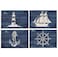 Blue Nautical Placemats Set of 4,Coastal Placemats,Beach Placemats,Blue Nautical Anchor Helm Sailboat Lighthouse Table Mats Place Nautical Mats for Kitchen Dining Table Decoration 12x18 Inch