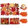 Tudomro 12 Pcs Thanksgiving Maple Leaves Placemats and Coaster Set of 6 Leaf Table Placemats 11 x 17 Inches Embroidered Washable Mats for Thanksgiving Fall Autumn Harvest Decorations