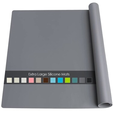 Extra Large Silicone Placemat, Food-Grade Flexible Silicone Table Mats for Kids Non-Slip Placemat Waterproof Heat Insulation Desk Countertop Protector Pastry Mat Silicone Pad, 23.6''x15.7'' Dark Gray