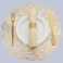 Evevde Gold Round Placemats for Dinner Table Set of 6 Metallic Plastic Vinyl Place Mats No-Slip Wipeable 6Pcs Table Mats for Daily Use Wedding Anniversary Kitchen Table Decoration(Dia:15inch/38cm)