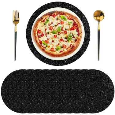 Roshtia 100 Pcs Paper Placemat Disposable Placement Mats for Dining Table Bulk Paper Round Mats Place Decorative Table Mats for Wedding Banquet Party (Black,11.8 Inch)