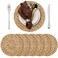 Kochorie Set of 6 Round Woven Placemats 12 Inches Bulrush Placemats Natural Hand-Woven Boho Rattan Placemats Wicker Table Mats Farmhouse Weave Place Mats for Home Dining Table
