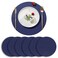 YONOVO 6Pack Faux Leather Placemats Set, Blue Round PU Dinning Table Mats, Wipeable Easy to Clean Stain Resistant Heat Resistant Waterproof Place Mats Durable Plate Mats Nordic Style (Navy Blue)