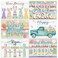 Domensi Easter Placemats Set of 6, 12x18 Inch Bunny Table Mats Seasonal Spring Washable Place Mats Reusable Happy Easter Rabbit Flowers Placemat for Party Kitchen Dining Holiday Table Decoration