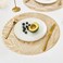 U'Artlines 6 Pack Round Pressed Vinyl Placemats Metallic Place Mat Laminated Leaf Placemats Non-Slip Heat Insulation Kitchen Washable Table Mats Decoration Gold