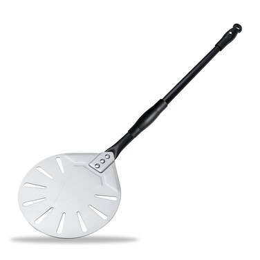 ODIMI Pizza Turning Peel, 7 Inch Pizza Peel Turner Spinner, 29" Overall, Long Handle Perforated Aluminum Turning Peel With Hook, Outdoor Pizza Oven Accessories