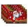 Giwawa Merry Christmas Placemats Set of 4 Xmas Santa Claus Balls Winter Snowflakes Linen Table Place Mat 12x18 Inches Non-Slip Heat Resistance Washable for Kitchen Dining Holiday Party Decor
