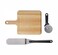 BakerStone Wood Pizza Peel Paddle 14 inch, Pizza Cutter Wheel, Stainles Steel Turner Spatula for Homemade Pizza, Set of 3