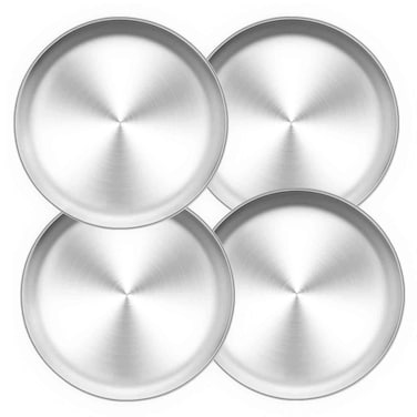 TeamFar Pizza Pan, 10 inch Pizza Pans Pizza Tray Stainless Steel for Oven Baking, Non Toxic &amp; Healthy, Heavy Duty &amp; Dishwasher Safe - Set of 4