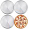 Worldity Pizza Serving Tray, 12 Inch Stainless Steel Pizza Pan, Food Grade Safe Pizza Pans, Round Pizza Tray for Oven, Pizza Plate for Pie, Cookie, Dishwasher Safe(4 Pack)