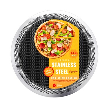 LD HuYY Stainless Steel Pizza Pan - 2.5mm Thickness, Non Stick Pizza Pan for Oven, Round Large Pizza Pans 14 Inch