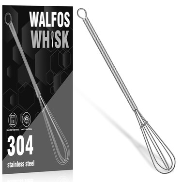 Walfos Long Small Whisks Skinny Little Whisk 10 inch Tiny Mini Whisk With Long Handle for Mixing Sauces, Coffee, Cooking,Beating, Blending Ingredients,