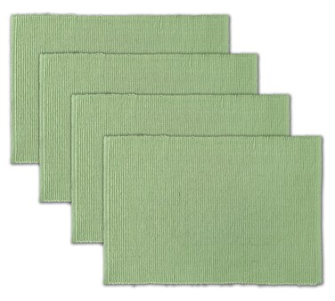 AVKA Studio 100% Cotton Ribbed Placemats - Set of 6-13 x 19 Inches - Light Green - Everyday Cloth Table Mats - Thick Construction, Washable &amp; Reusable Place Mats