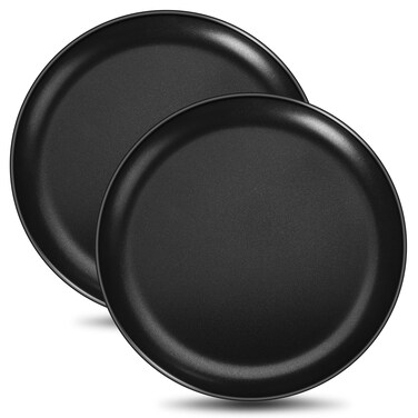 E-far 12 Inch Pizza Pan Set of 2, Nonstick Pizza Pie Pan Tray Platter, Metal Round Baking Sheet Cooking Pan for Oven, Durable &amp; Stainless Steel Core