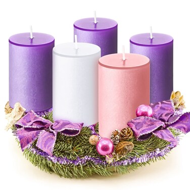 Cindeer 2 x 3 Inch Advent Candles Set of 5 Christmas Pillar Scented Advent Candle for Advent Wreaths Candle Holder Advent Votive Purple Pink Candles for Advent Seasonal Celebration Home Church