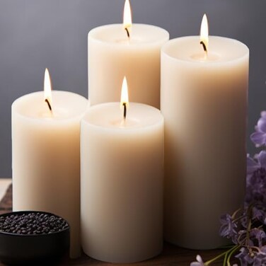 Unscented Pillar Candles Set of 6, Ivory Pillar Candles Bulk (2.8x4 inch) Dripless and Smokeless Candles, 50-Hour Burning Time Large Pillars Candles for Dinner Table, Christmas and Home Decor