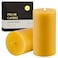 Natural Beeswax Pillar Candle 2x4 inch, Smokeless and Long Lasting (22-27 Hours) Pure Beeswax Candle, Natural Unscented, 2 Pack - Yellow