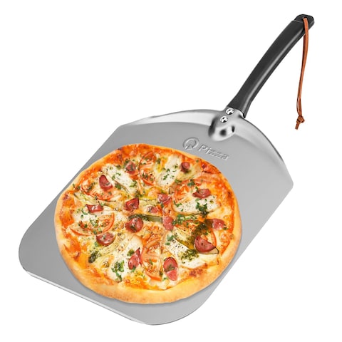 Q Pizza Aluminium Pizza Peel for 13&quot; Pizza - 12 x 14 inch Metal Pizza Turning Paddle for Grill Oven - Pizza Spatula for Baking Bread Pastry Dough Pie &amp; Cake, Pizza Accessory