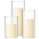 Shihanee Set of 3 Ivory White Pillar Candles and 3 Glass Cylinder Candle Holders for Slim Candles Wedding Halloween Thanksgiving Day Christmas Centerpieces, 3.4'' x 4.7", 7", 9.8