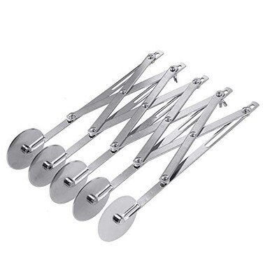 UOHGDPY Adjustable Pastry Cutter, 5 Wheel Stainless Steel Dough Divider, Stainless Steel Expandable Pizza Slicer Multi-Round Pastry Knife Baking Cutter Roller Cookie Dough Cutter Divider (silver)