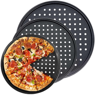 Handook Pizza Pan Set, Pizza Pan for Oven, Nonstick Pizza Pans, Carbon Steel Pizza Pan with Holes, Pizza Baking Pan for Oven Baking Supplies, for Home Baking Kitchen Oven&iuml;&frac14;&circ;9 Inch &amp;10 Inch &amp;12 Inch&iuml;&frac14;&permil;
