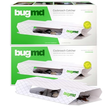 BugMD Cockroach Catcher (2 Pack, 24 Traps) - Indoor Cockroach Killer &amp; Roach Trap, Sticky Trap for Insect, Glue Traps Pest Defense