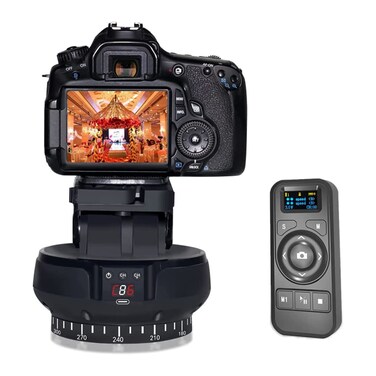 2.4G Electronic Camera Tripod Head, Motorized Panoramic Tripod Head + 360&Acirc;&deg; Rotation + Tilt &Acirc;&plusmn;35&Acirc;&deg; + Remote Control, Works with Mobile Phone, DSLR Camera