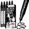 ARTISTRO Black Paint Pens for Rock Painting, Stone, Ceramic, Glass, Wood, Tire, Fabric, Metal, Canvas. Set of 5 Water Based Black Markers for Acrylic Painting Extra Fine Point Tip