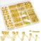 KURUI Picture Hangers, 385Pcs Picture Hanging Kit with Heavy Duty Picture Hanging Hooks, Sawtooth, Hardware Nails and Picture Hanging Tool, Wall Hangers for Frame, Painting, Art, Photo (Gold)